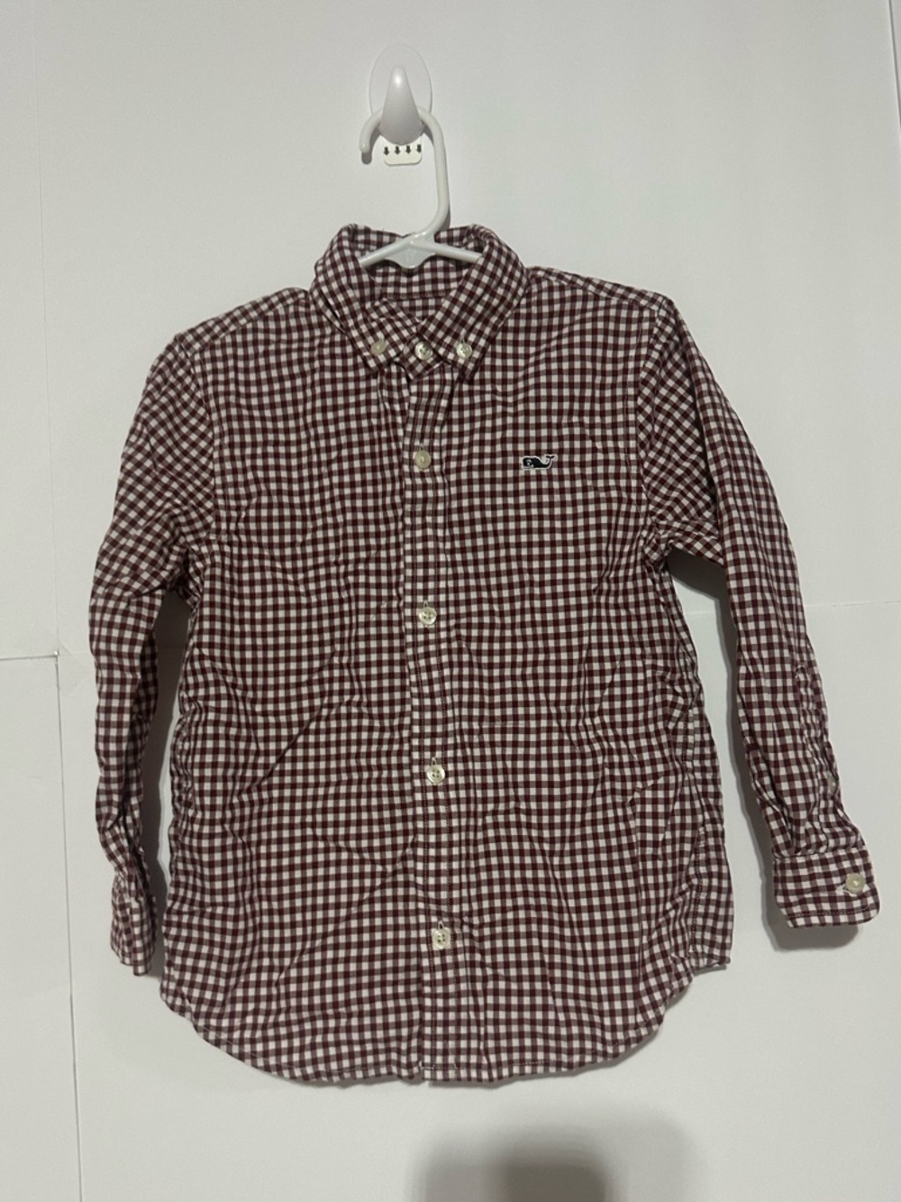 Vineyard Vines Button-Down Long Sleeve Shirt - Burgundy Gingham